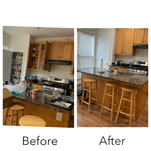 Kitchen before and after a deep clean by Fairfax Perfect Maids